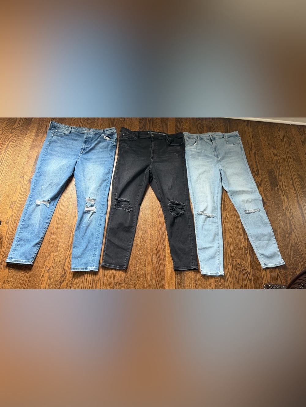 H&M Skinny Jeans Trio - Black, Light Blue, Medium Blue